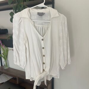 Anthropologie White Button-Down Blouse